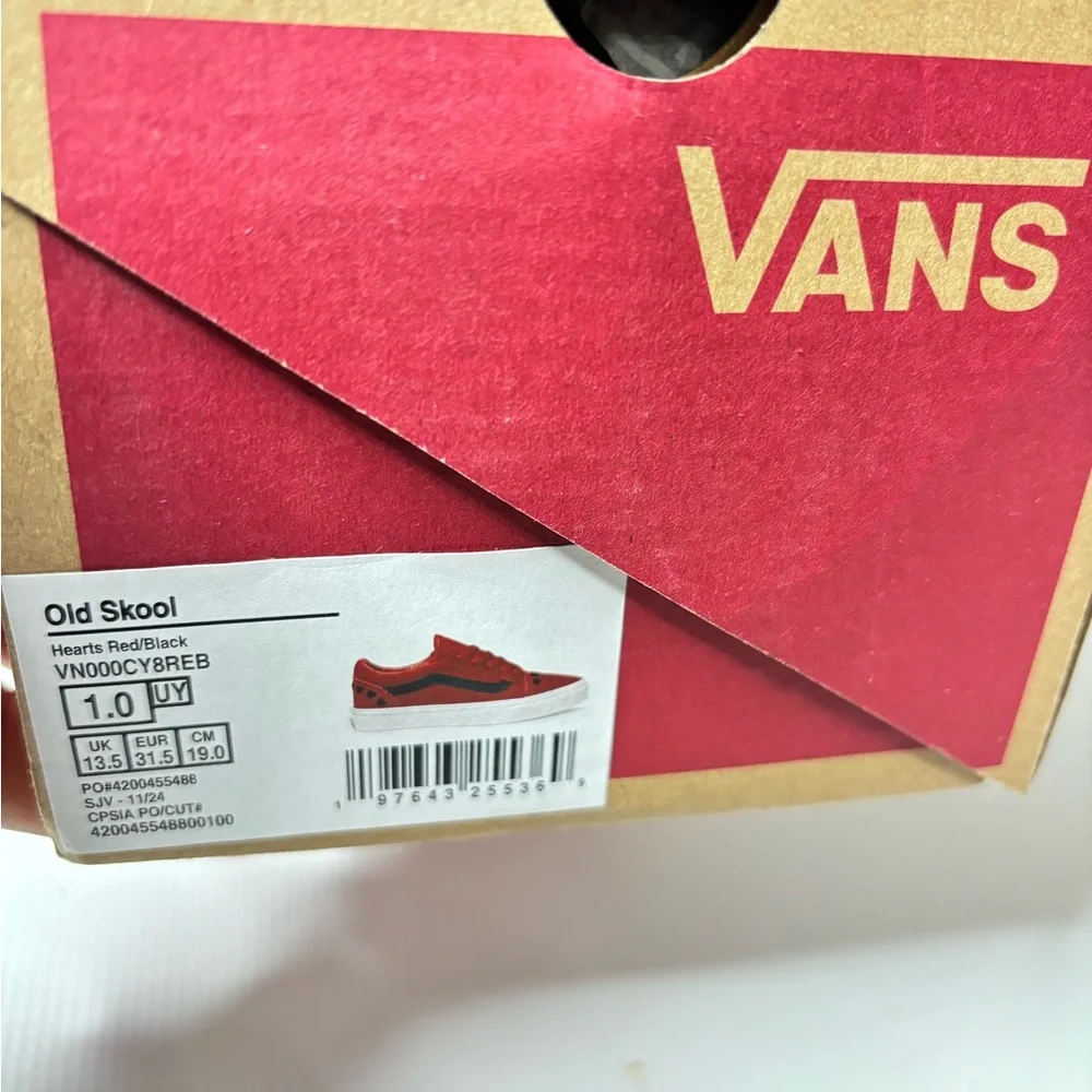 Vans Kids Red Suede Low-Top Sneakers with Black Side Stripe